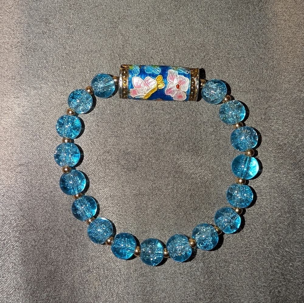 Cloisonne And Glass Bracelet - Picture 6 of 8
